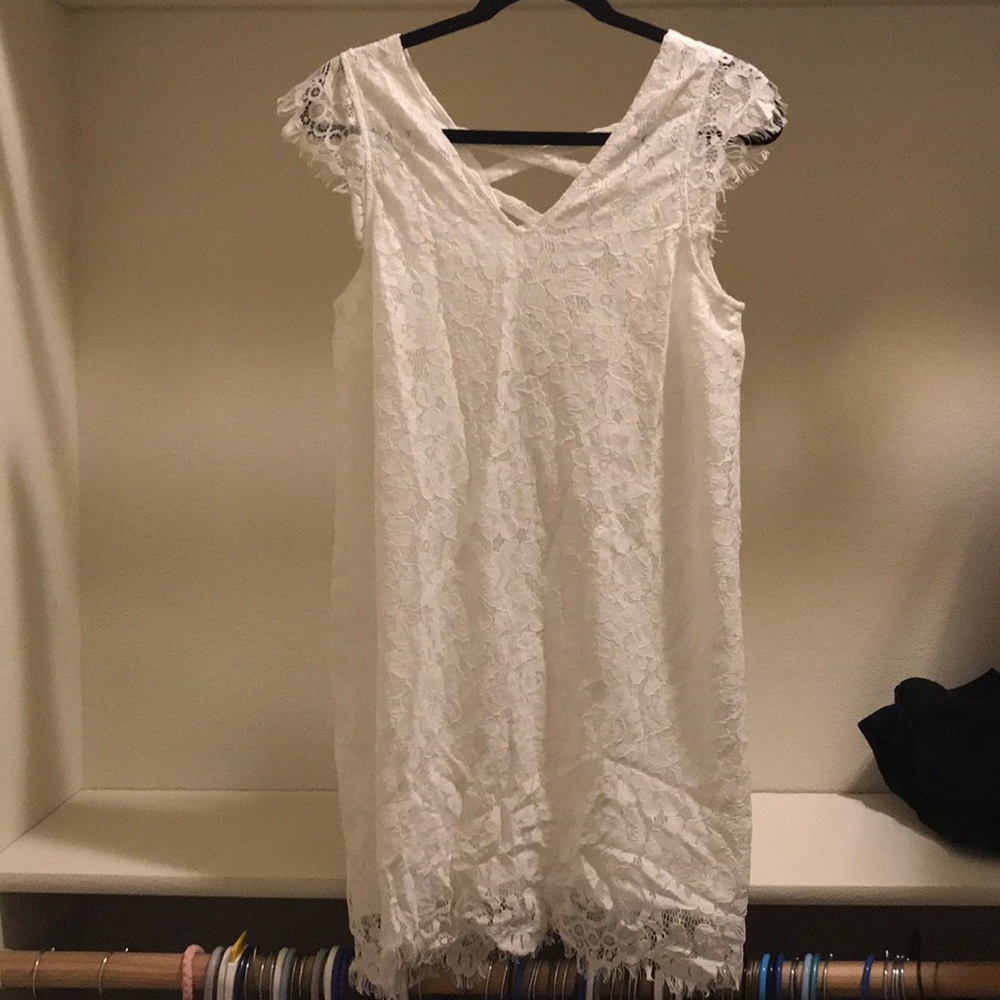 Red Dress Boutique White Lace Cap Sleeve Dress